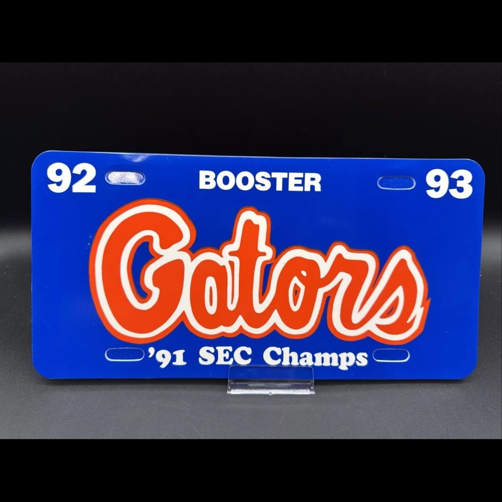 Florida Gators Football Booster License Plate 1991 SEC Champ White 92 93 New
